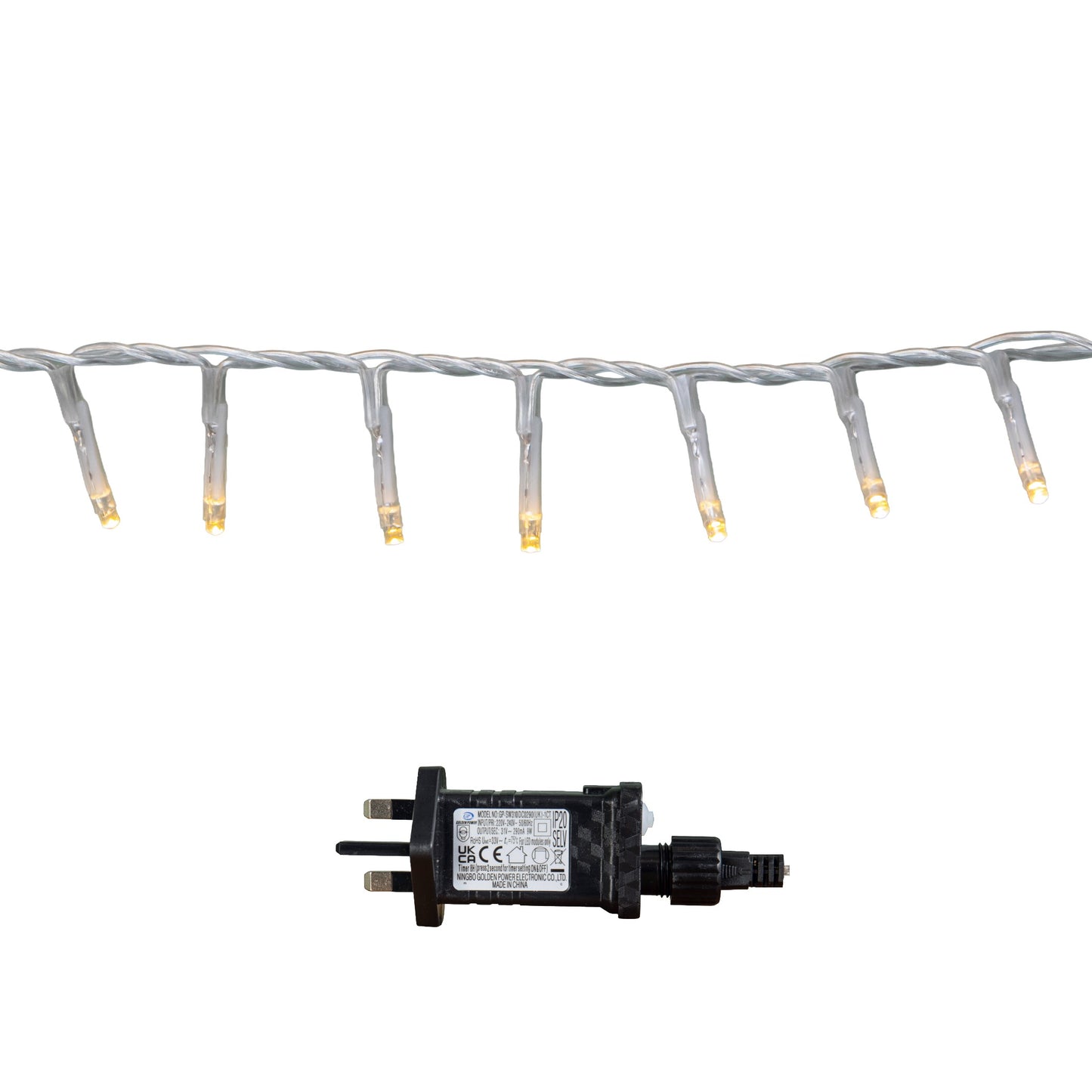 37.5m 1500 LED TreeBrights Christmas String Lights with Timer in Warm White on Clear Cable