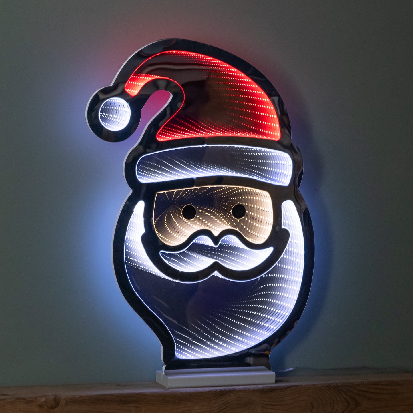 60cm Light up Christmas Santa Infinity Light with LEDs on Wooden Base