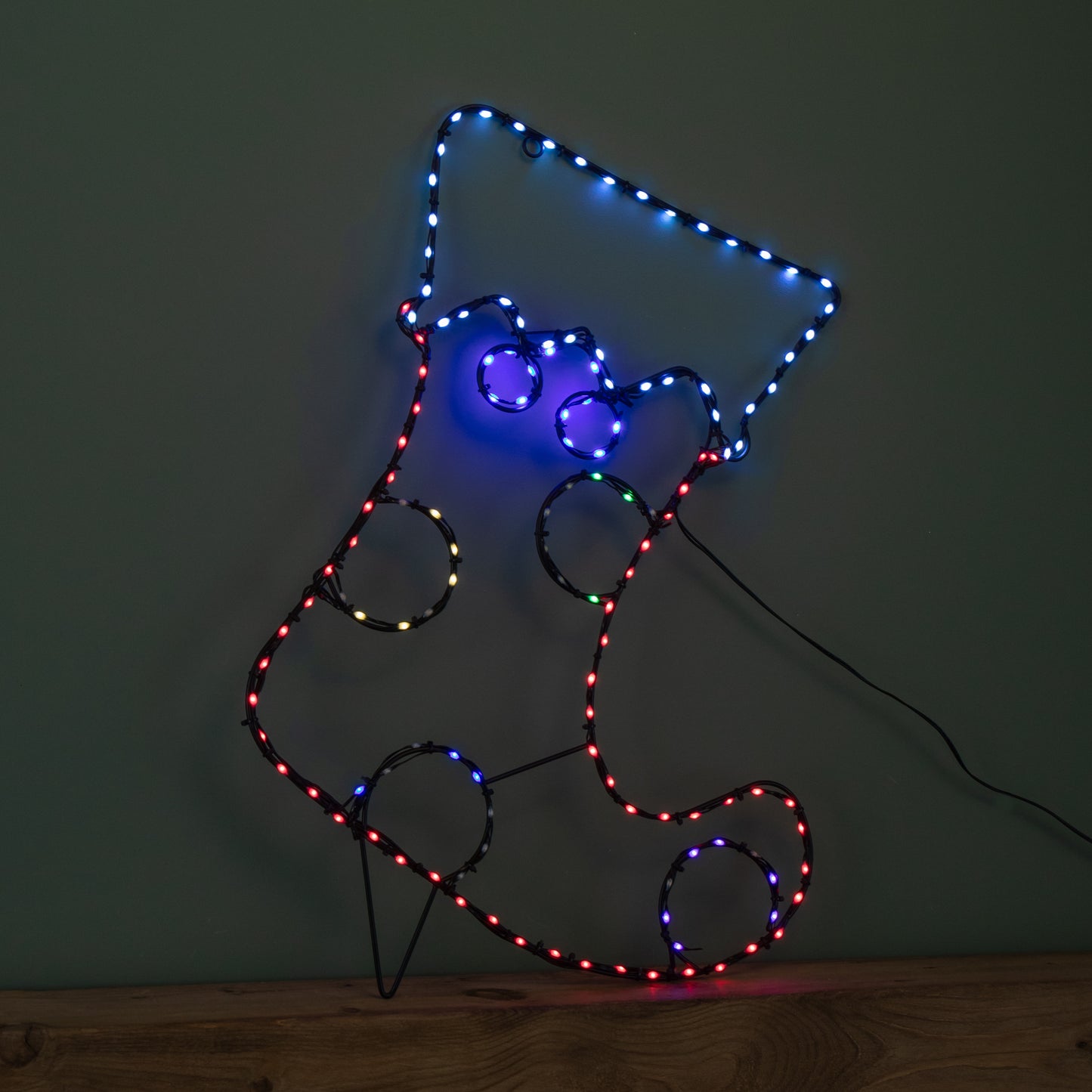 60cm x 42cm Light up FlexiBrights Christmas Stocking Silhouette with 134 Multi-Coloured LEDs