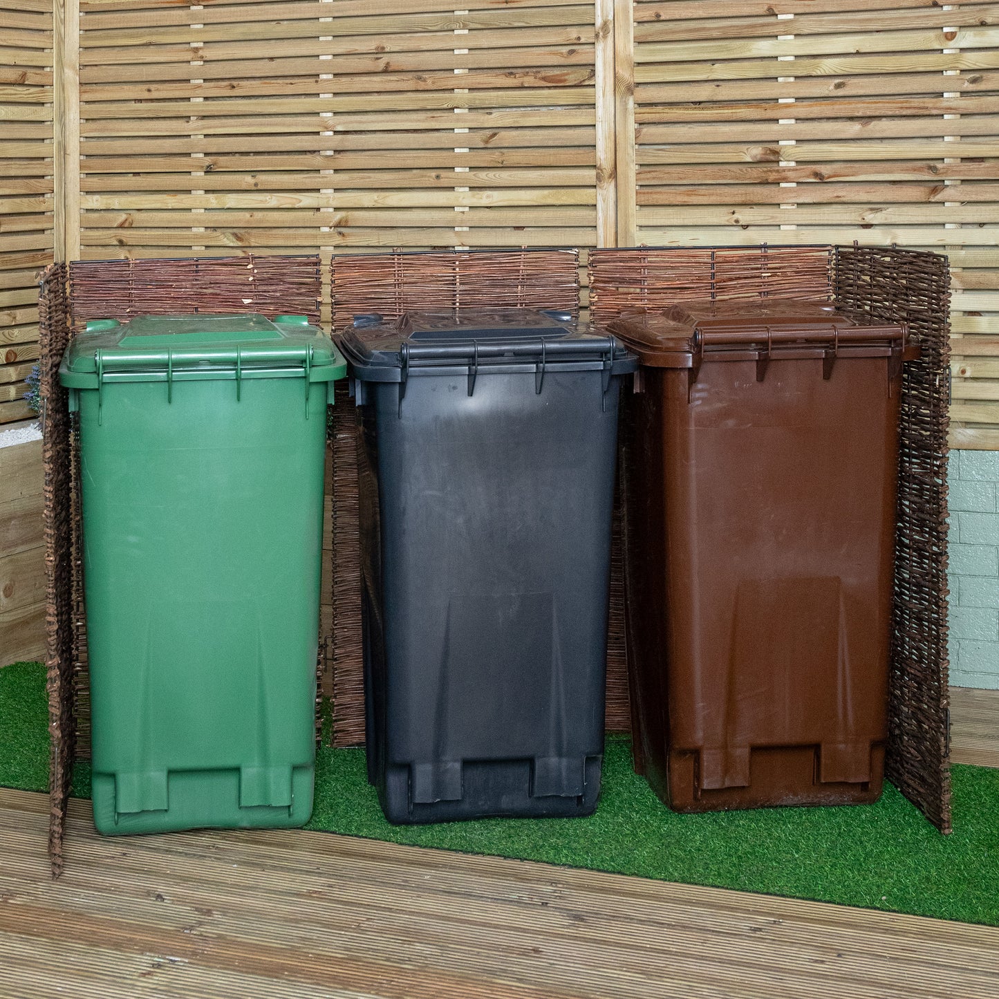1.16m x 1.83m Triple Garden Patio Willow Wheelie Bin Screen Hideaway