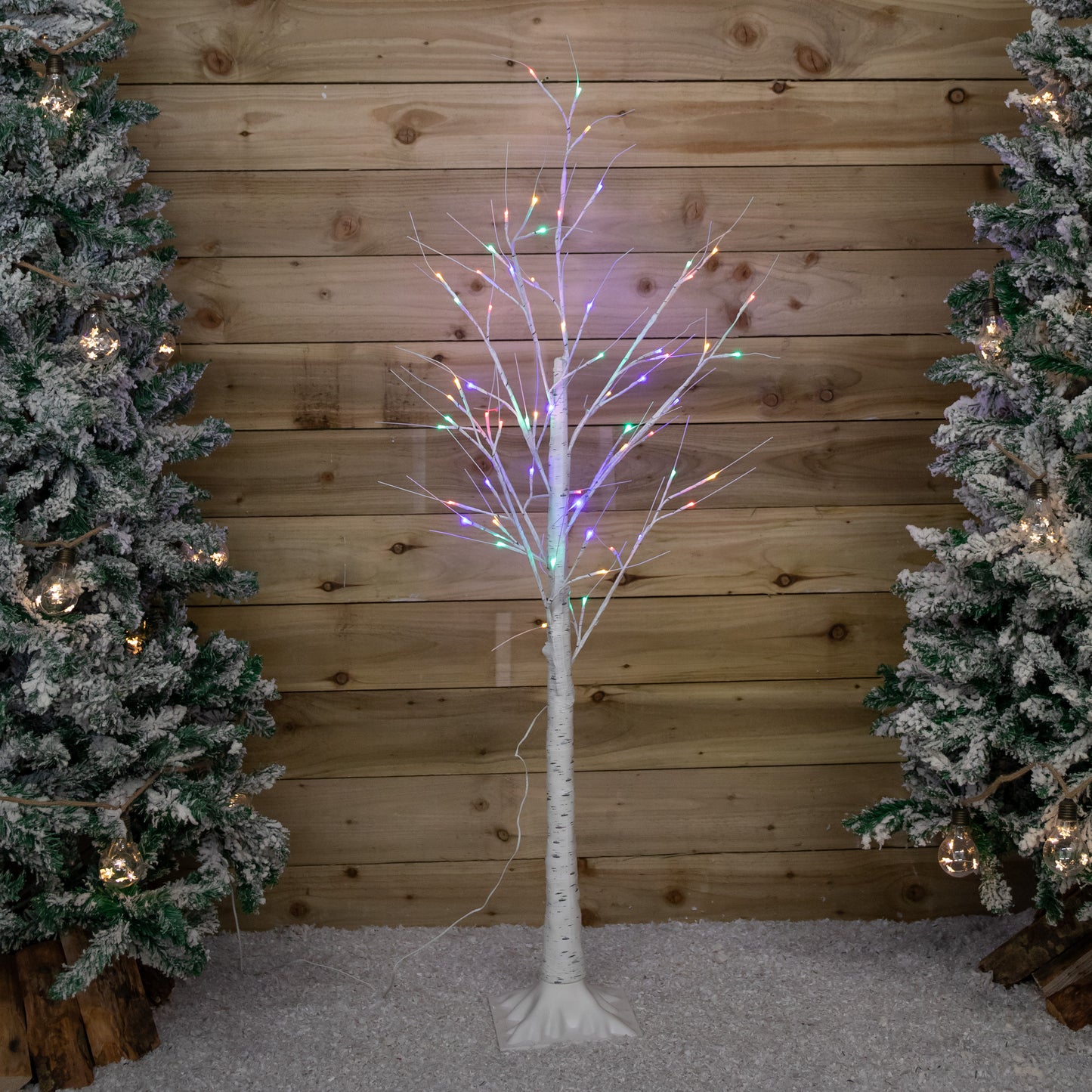 5ft (1.5m) Light up Christmas Birch Tree with 64 Multi-Coloured LEDs