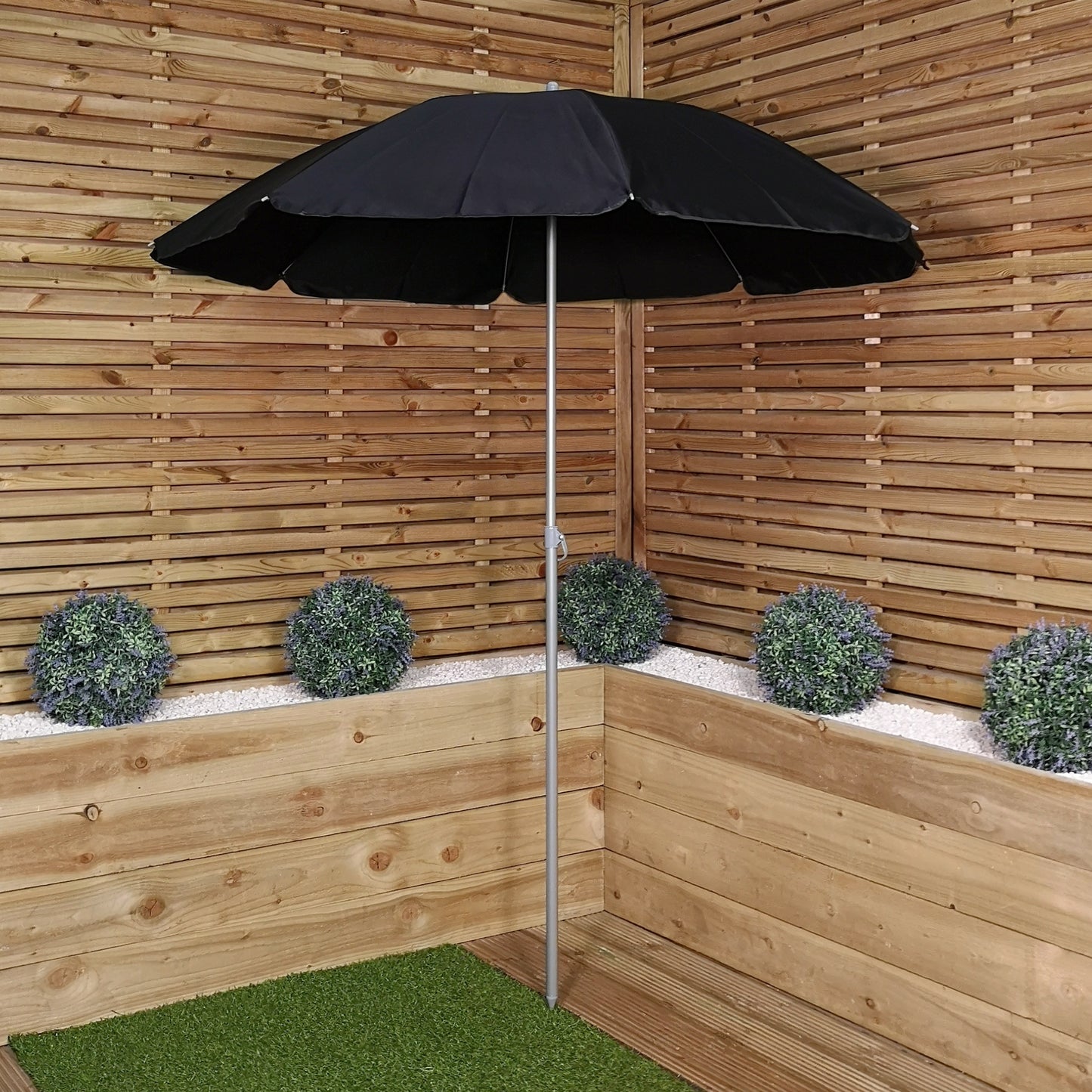1.94m Lightweight Garden Parasol with Black Canopy