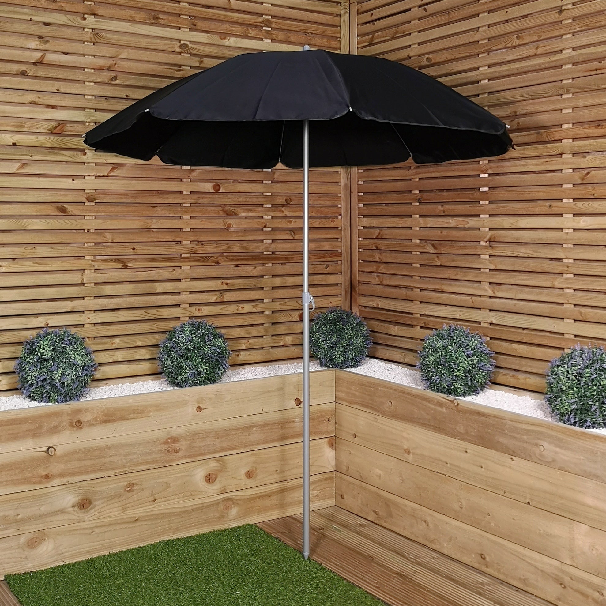 1.94m Lightweight Garden Parasol with Black Canopy