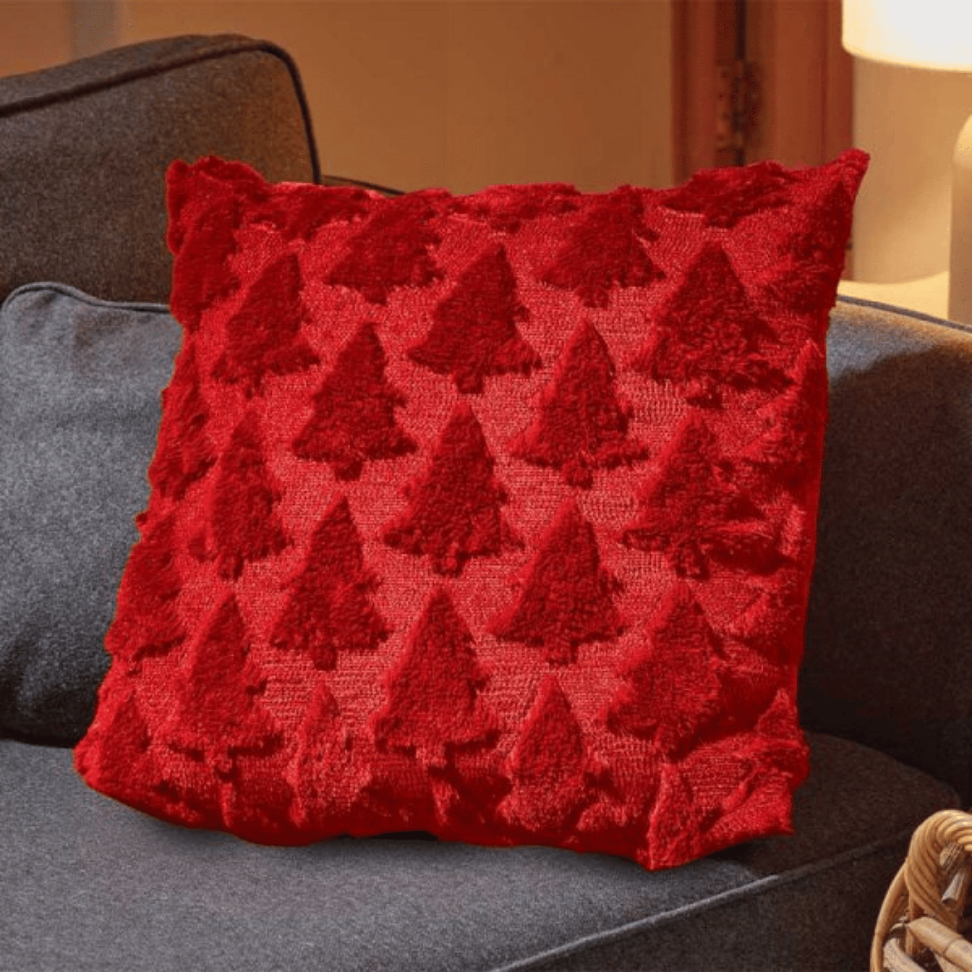 45 x 45cm Soft Fabric Christmas Tree Chair Cushion in Red
