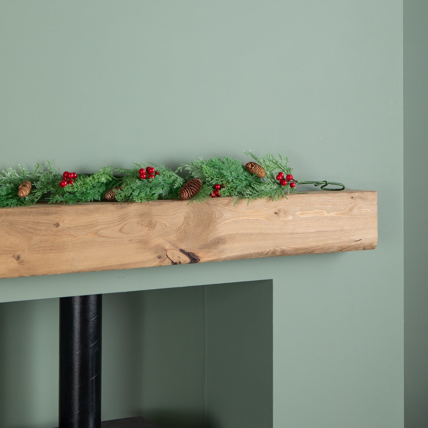1.50m Pine and Red Berry Christmas Garland with Pinecones