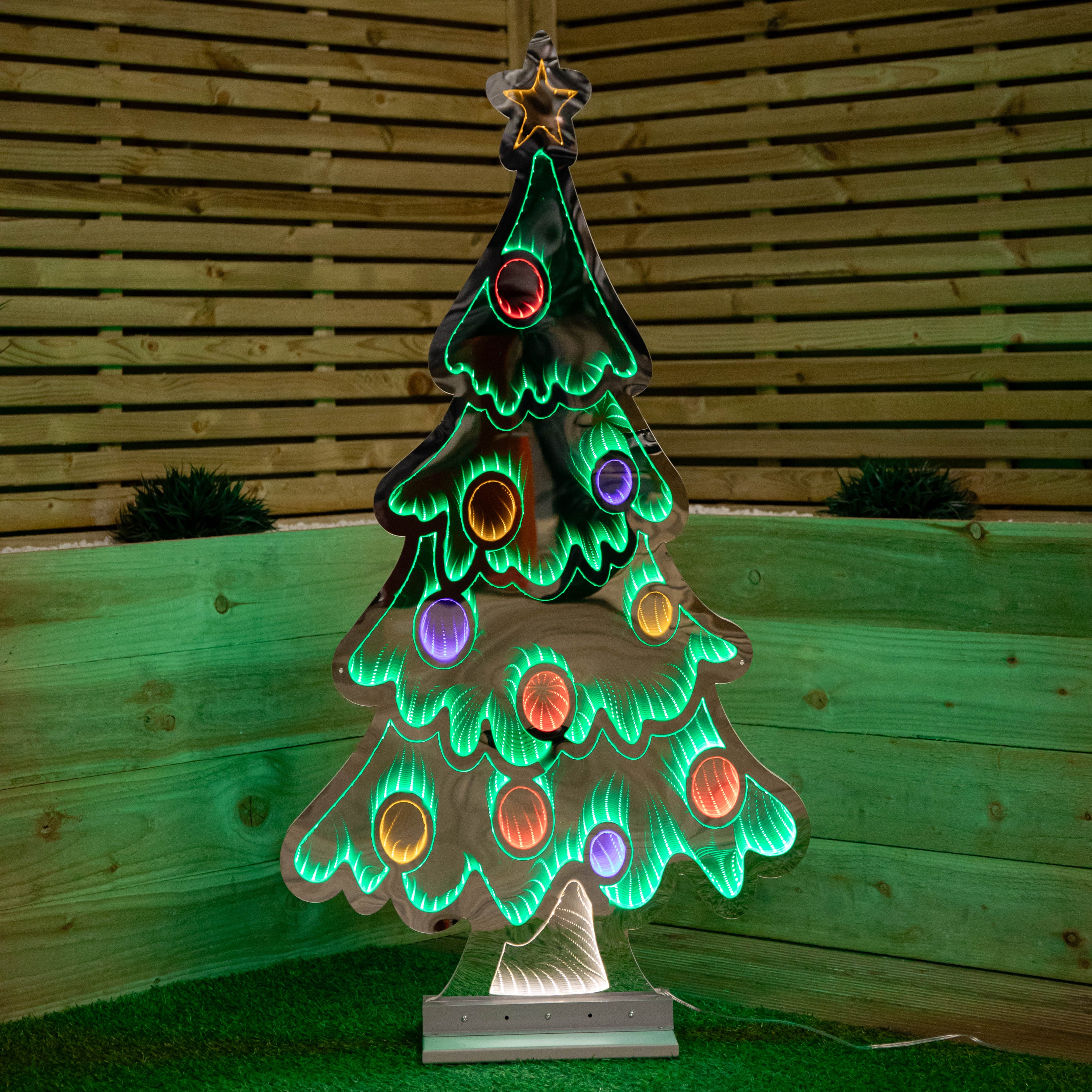 4ft (1.2m) Tall Light up Christmas Tree Infinity Decoration with Multi-Coloured LEDs