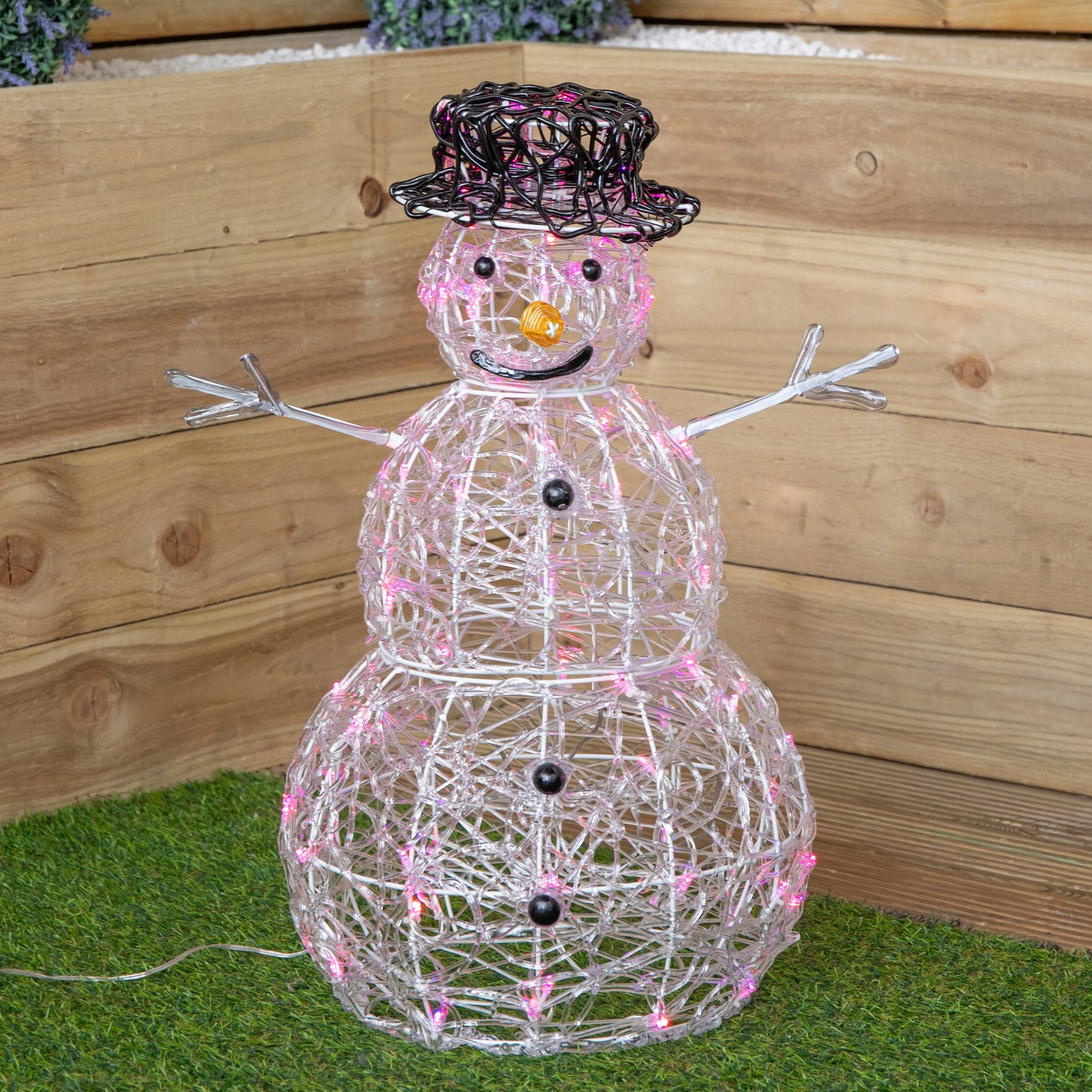 60cm Light up Acrylic Christmas Snowman with 80 Colour Changing LEDs