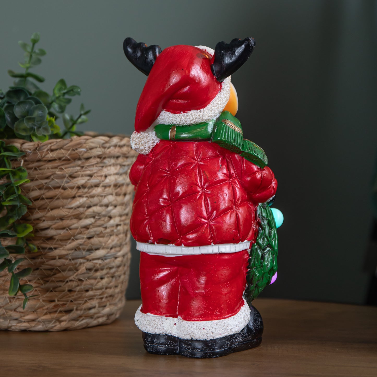 25cm Light up Rudy Rudolph Christmas Hand Painted Decoration with LEDs