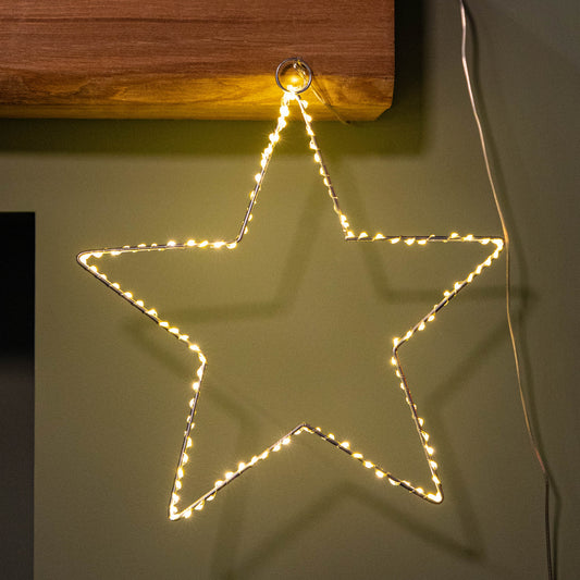 30cm Light up Dewdrop Christmas 2D Star with 120 Warm White LEDs & Timer Function