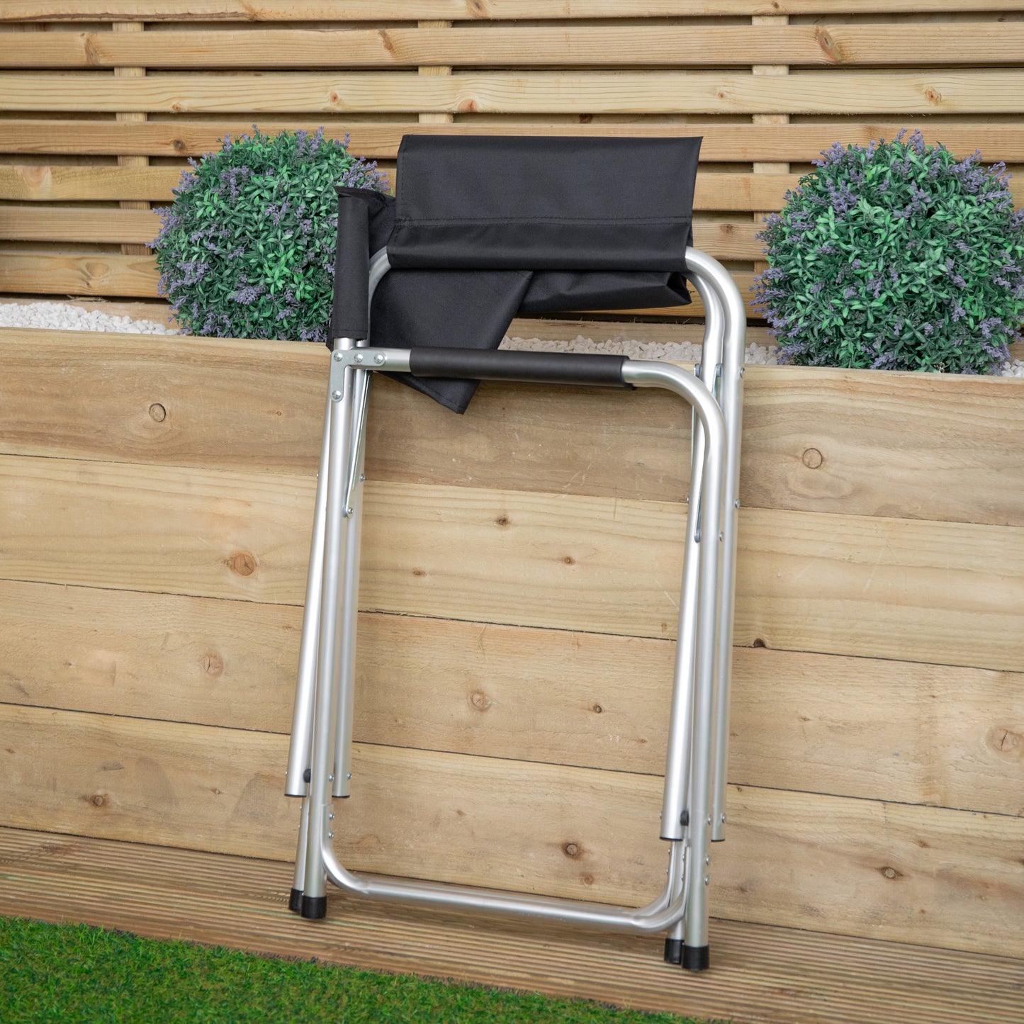 Outdoor Folding Garden Canvas Chair with Aluminium Frame in Black