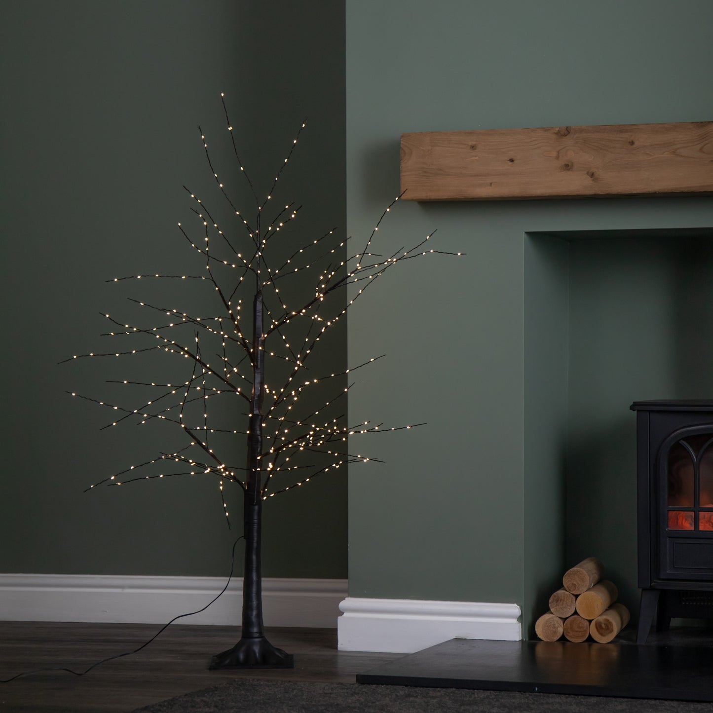 Factory Seconds: 4ft (1.2m) Tall Light up Black Micro Dot Christmas Tree with 400 Warm White LEDs and Remote Control