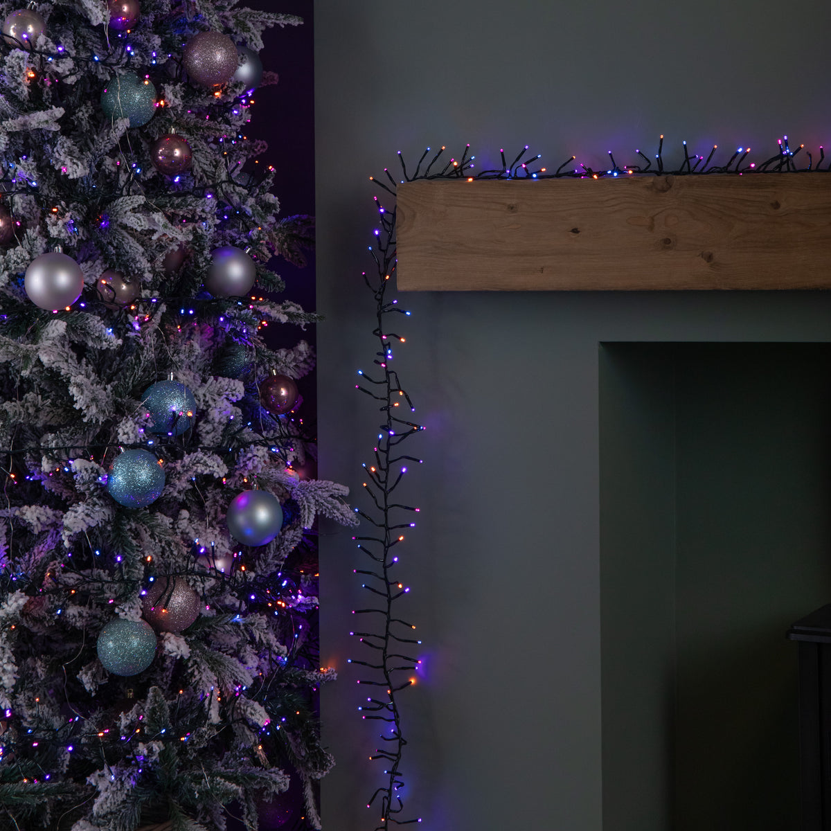960 LED 12.4m Premier Clusterbrights Indoor Outdoor Multifunction Mains Operated Christmas Cluster Lights with Timer in Rainbow