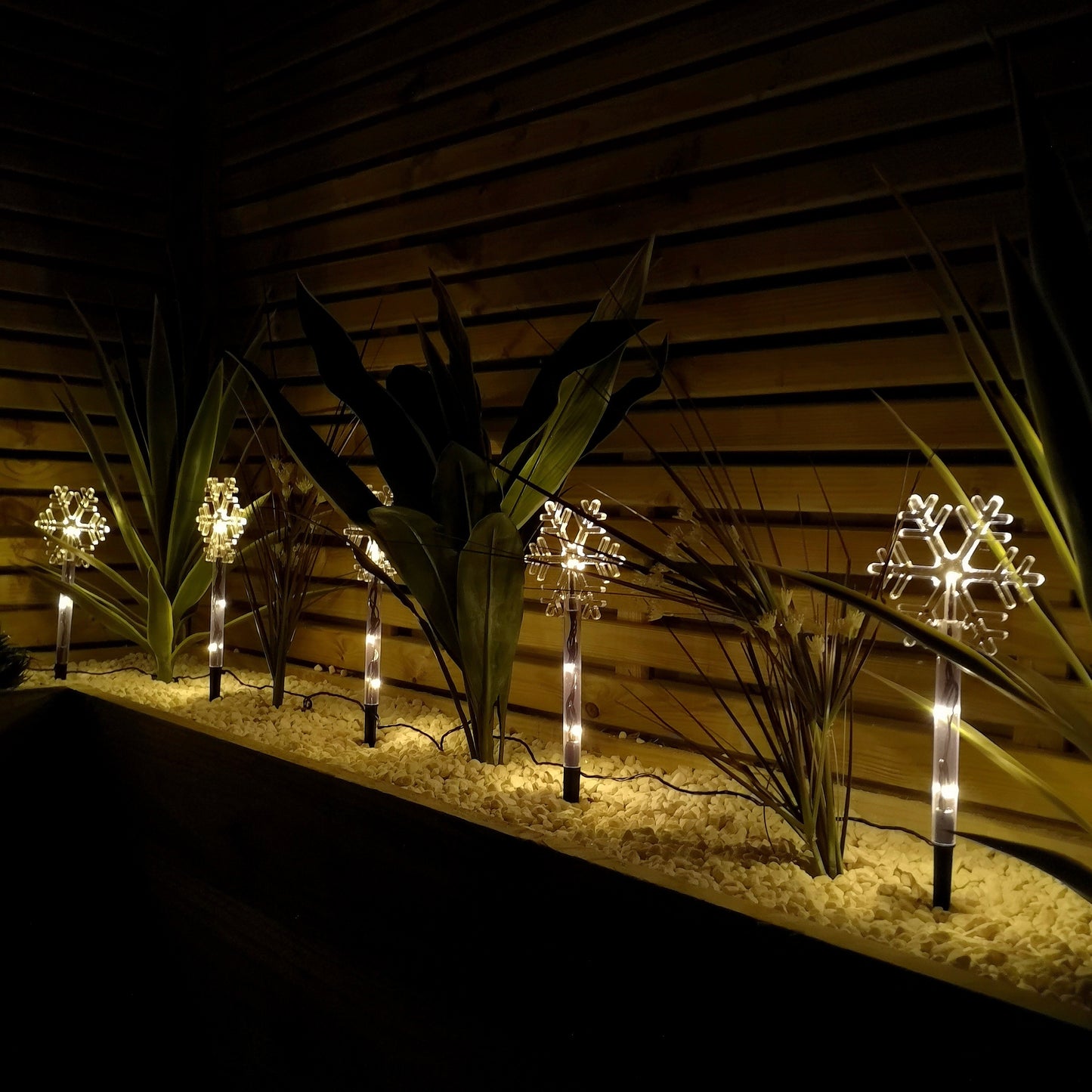 Battery Operated Set of 8 Light up Christmas Snowflake Garden Stakes with LEDs