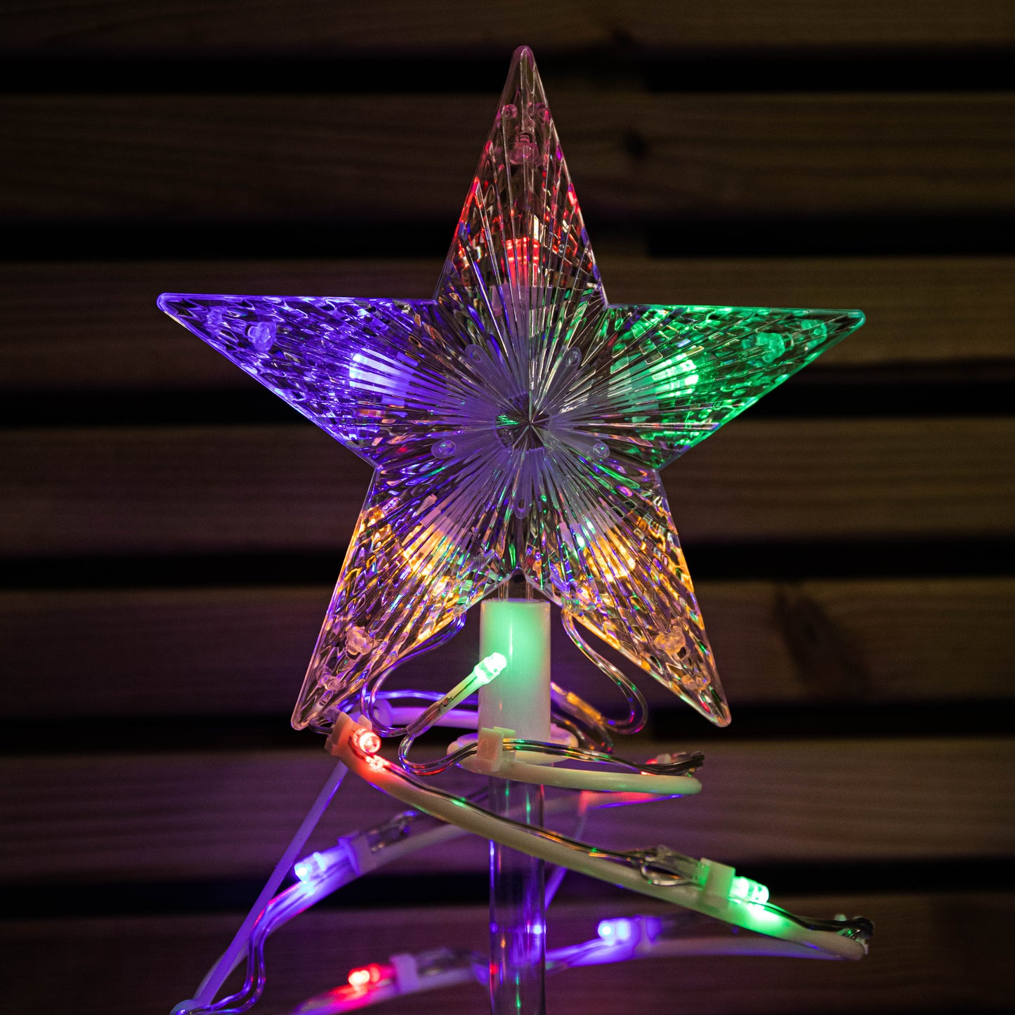 45cm Set of 4 Light up White Spiral Christmas Tree Garden Path Lights with 100 Multi-Coloured LEDs