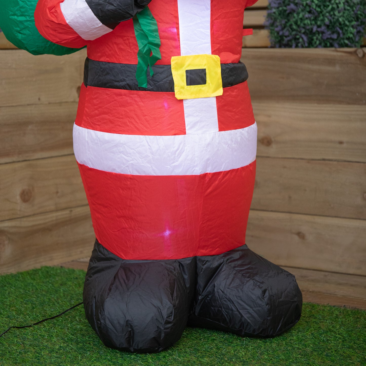 130cm (4ft) Inflatable LED Outdoor Christmas Standing Santa with Gift in Sack