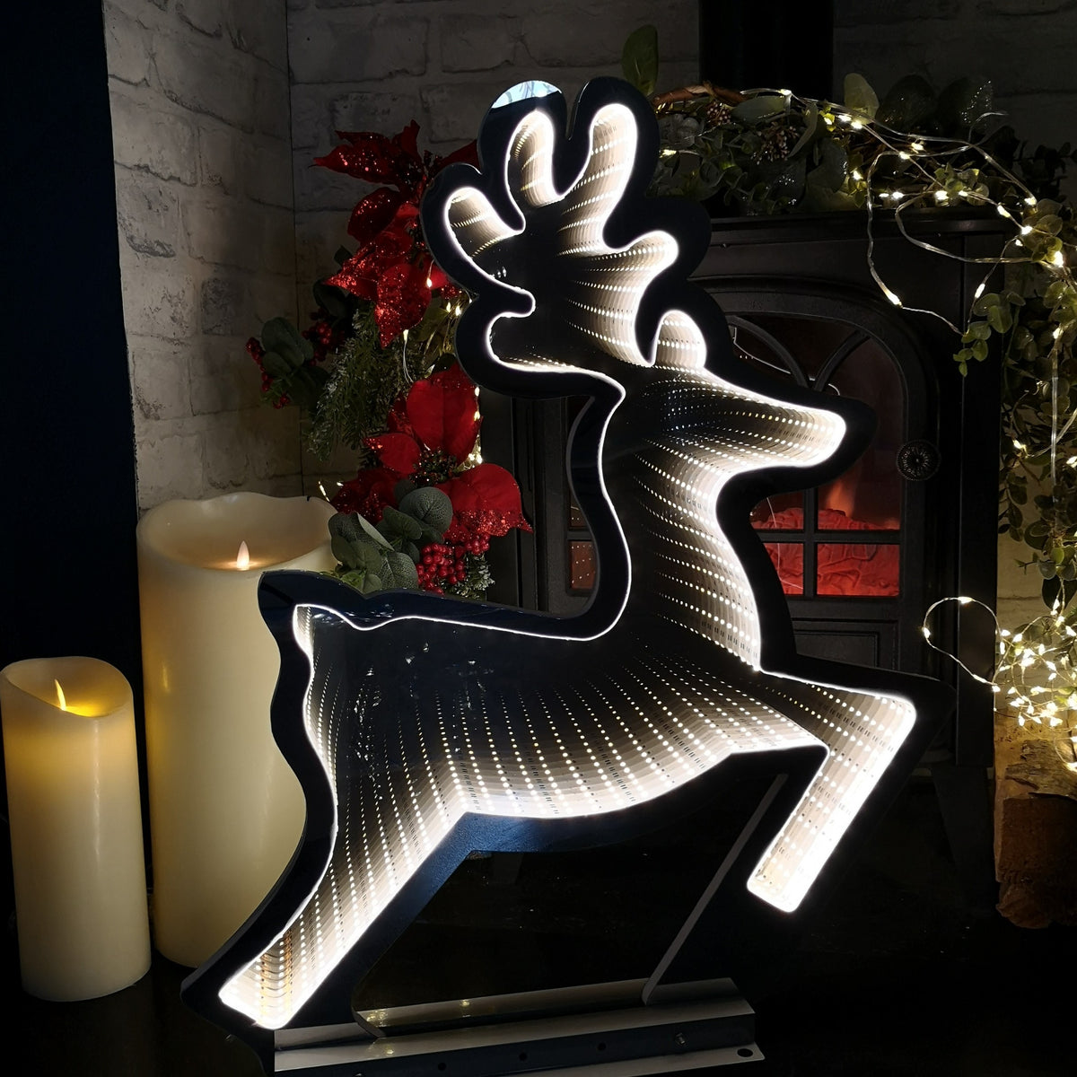 60cm LED Infinity Light Leaping Reindeer