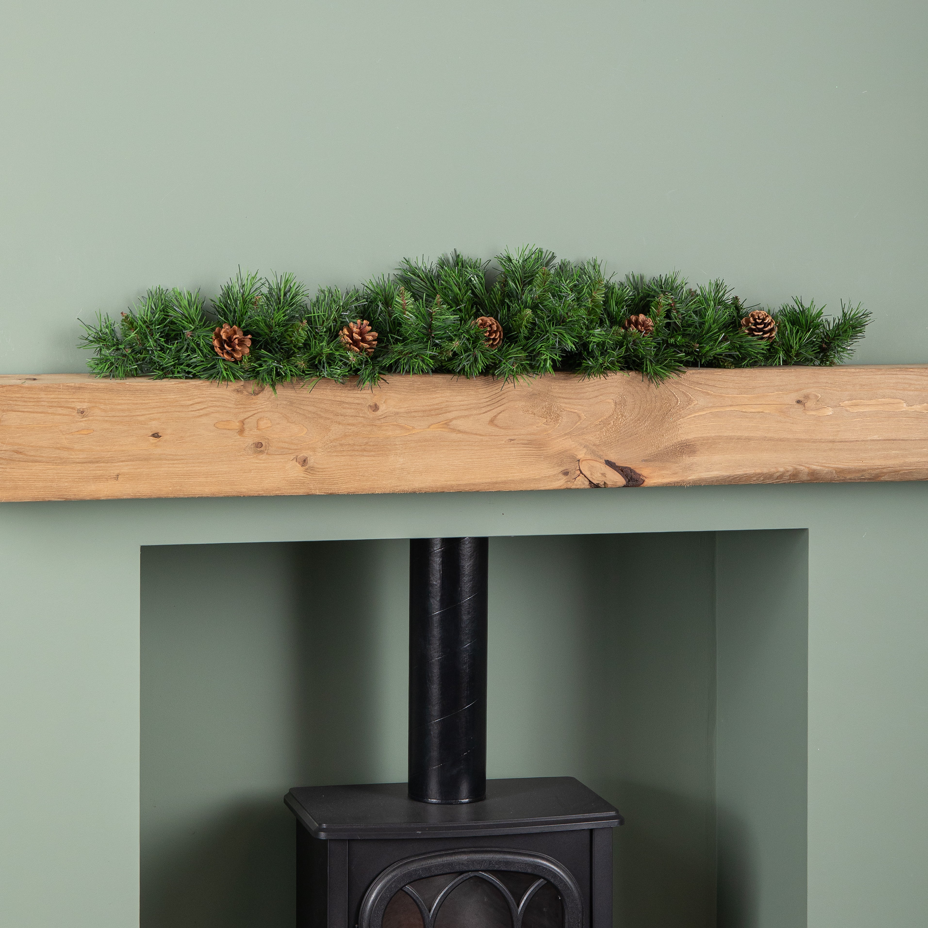 90cm Deluxe Princess Green Christmas Garland Swag with Pinecones