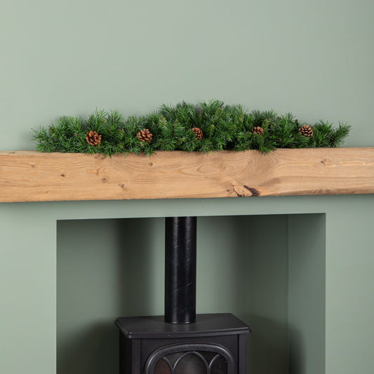 90cm Deluxe Princess Green Christmas Garland Swag with Pinecones