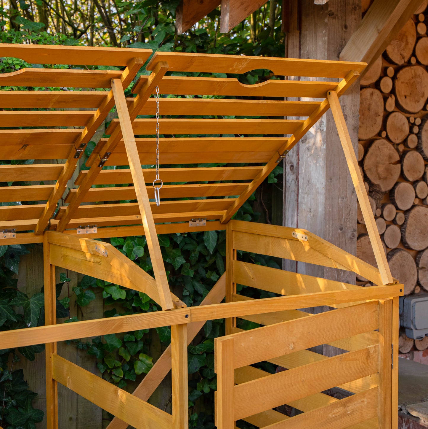 1.33m x 1.25m Large Wooden Outdoor Garden Double Wheelie Bin Store Storage for 2 Bins