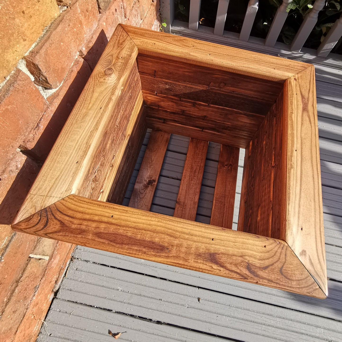 46cm x 46cm Large Rustic Chunky Wooden Garden Square Planter