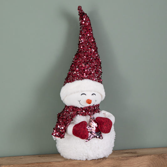 50cm Large Soft Fabric Sitting Snow Girl Christmas Decoration
