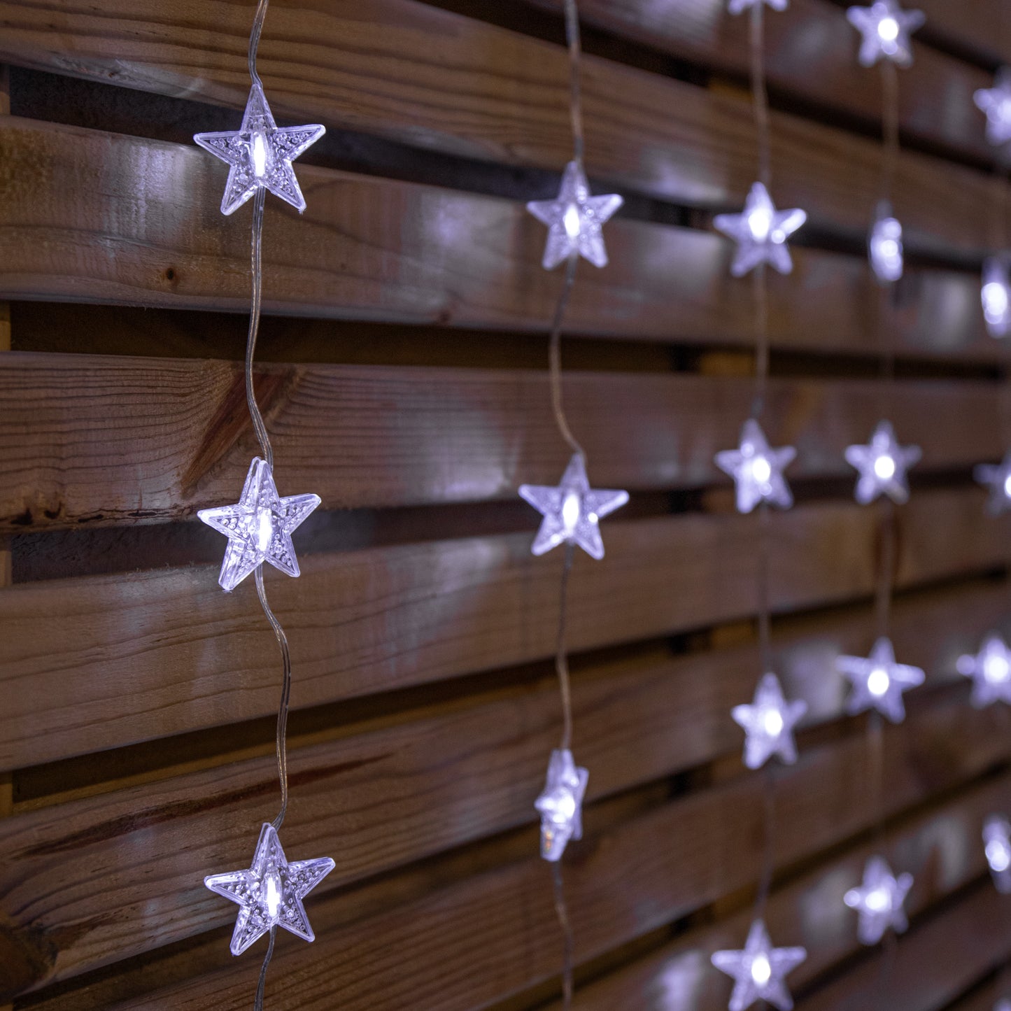 1.2 x 1.2m Light up Christmas Star Curtain Lights with 108 White LEDs