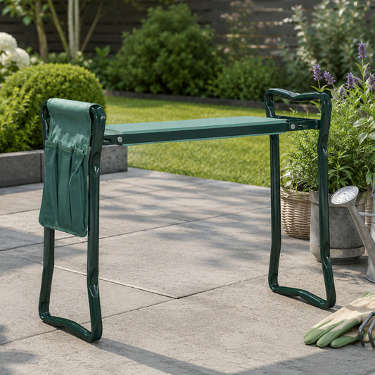49cm x 59cm Garden Kneeling Pad with Chair and Detachable Tool Bag in Green