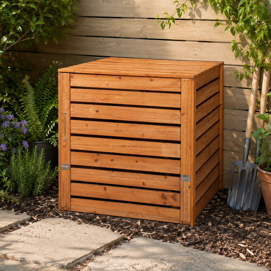 74 x 71cm Large Wooden Garden Waste Compost Bin with Removable Lid & Bottom Door