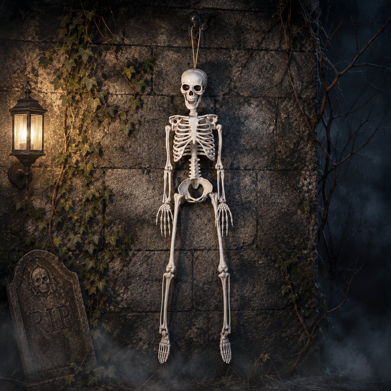 3ft (90cm) Posable Full Body Halloween Skeleton Decoration with Movable Joints