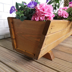 Tom Chambers Hand Made 87cm x 28cm Traditional Rustic Wooden Large Garden Trough Flower Bed Planter