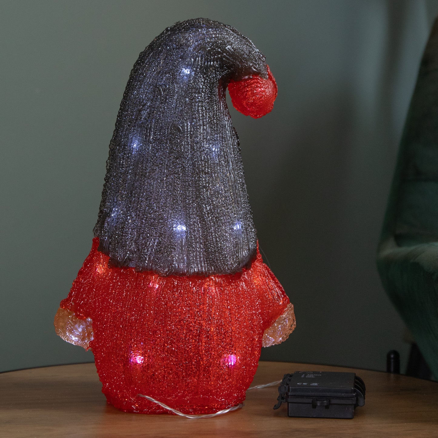 30cm Battery Operated Light up Christmas Gonk with Cool White LEDs