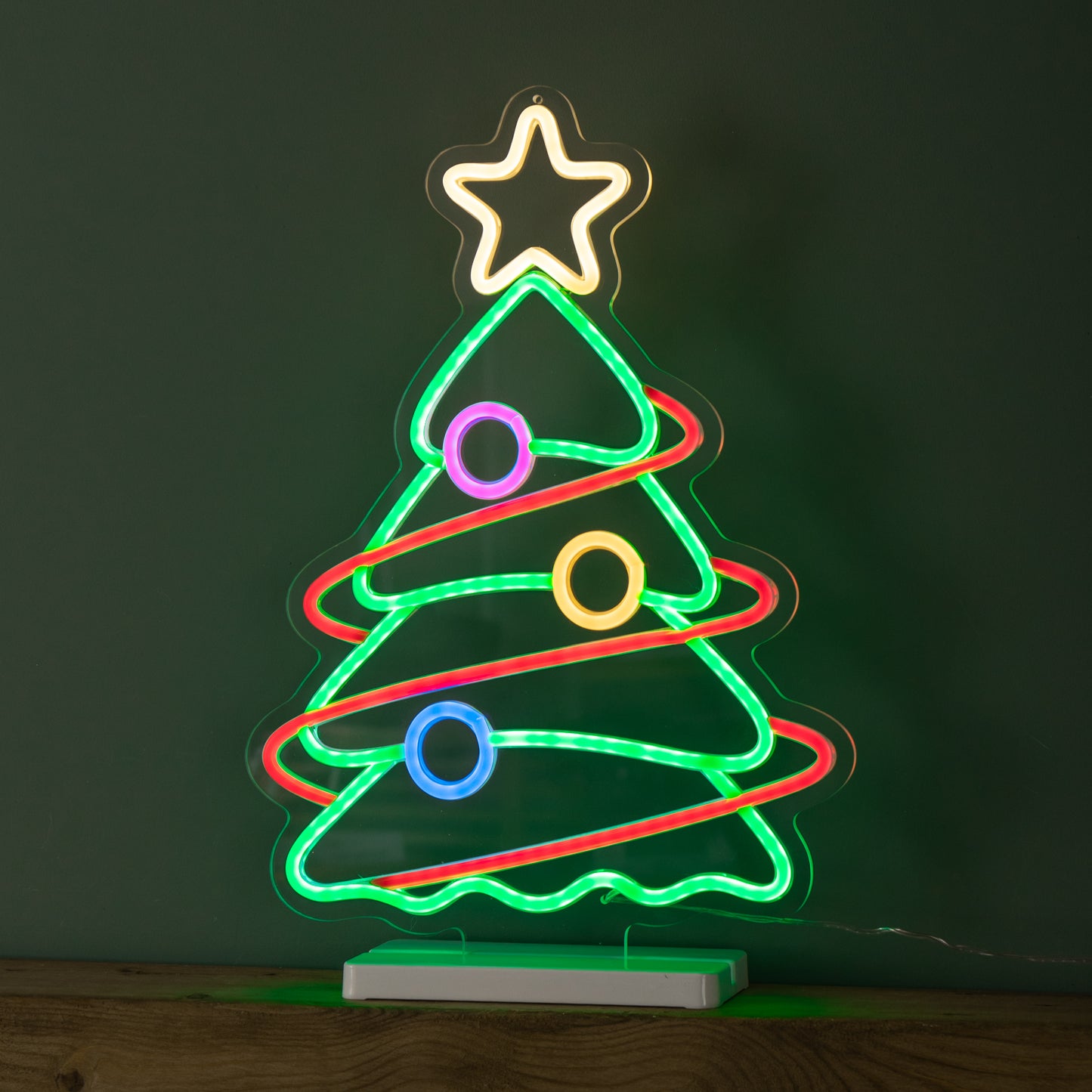 45cm Light up Neon Effect Christmas Tree with Base in Multi-Coloured