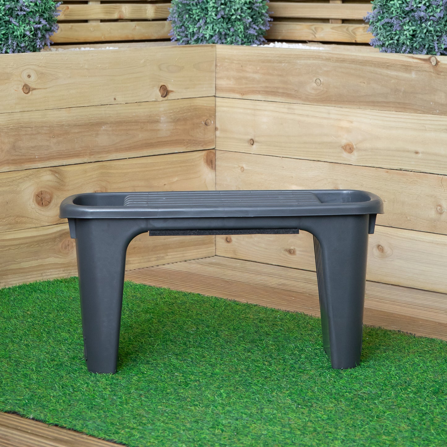 2 in 1 Grey Plastic Garden Kneeler and Stool with Storage Area