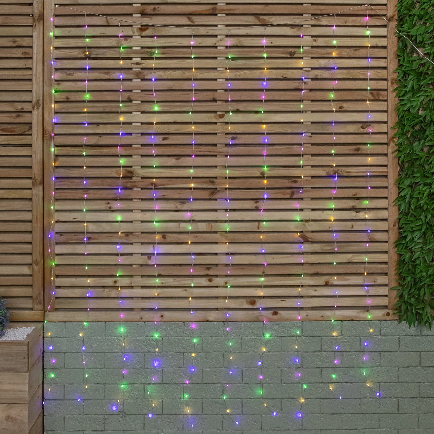 2.1m Light up Christmas Curtain Party Lights with 280 Multi-Coloured LEDs
