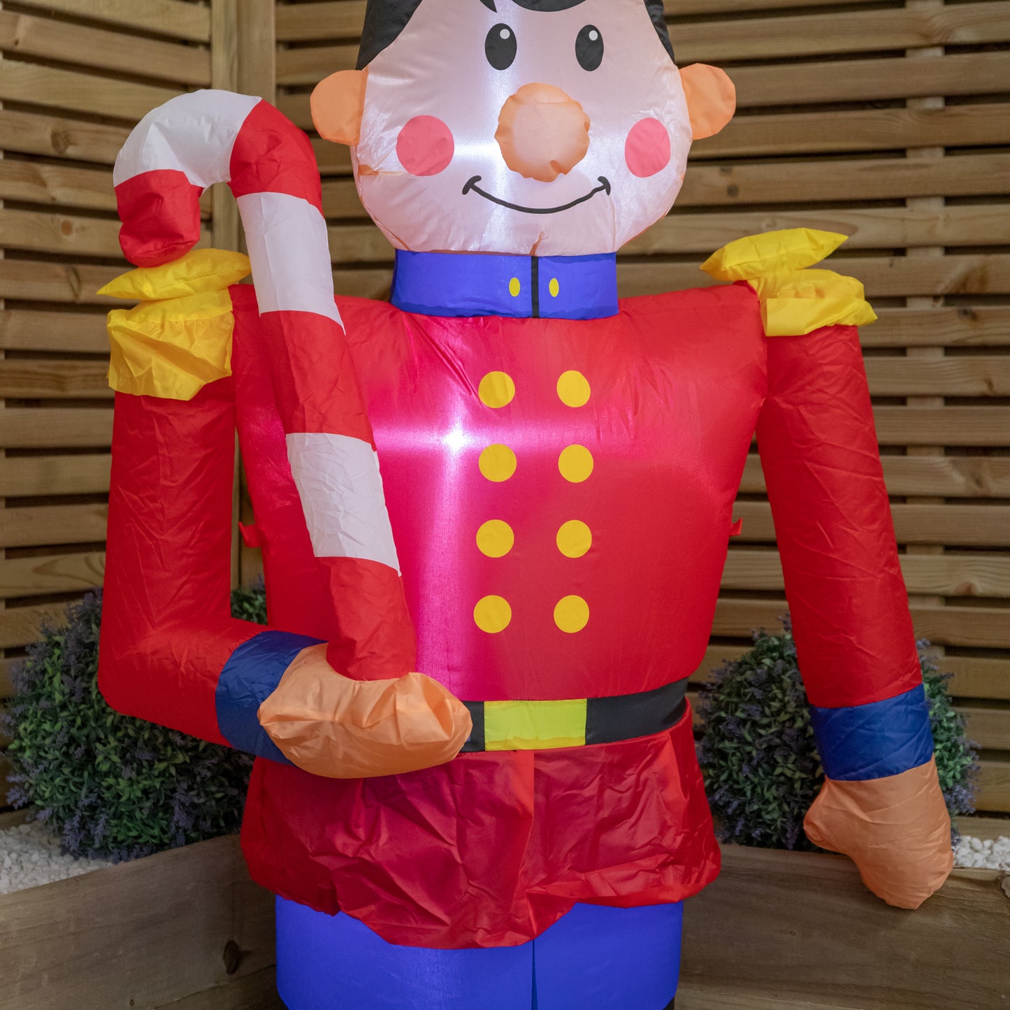 1.8m (6ft) Light up Toy Soldier with Candy Cane Christmas Inflatable Decoration
