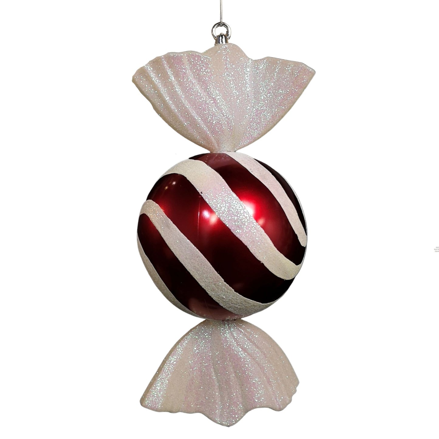 50cm Red and White Stripe Hanging Christmas Candy Bauble Decoration