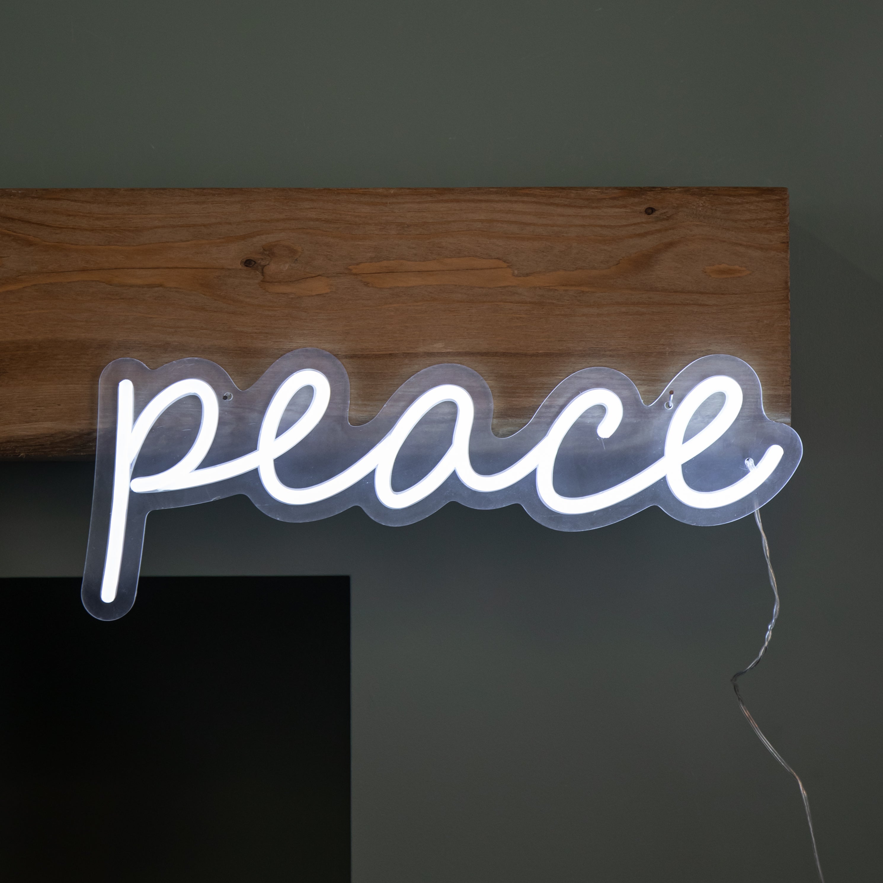 40cm Light up Neon Effect Peace Decorative Sign with 145 White LEDs