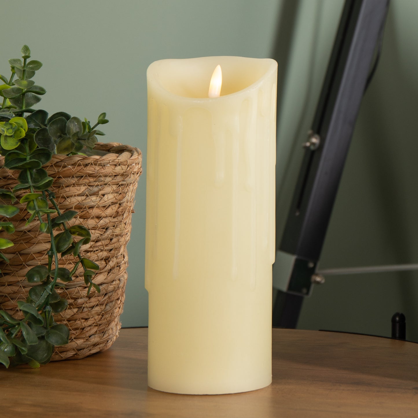 23cm LED Flickabrights Melted Edge Battery Candle in Warm White 