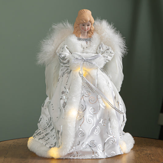 30cm Battery Powered Light up Christmas Angel Tree Topper with LEDs