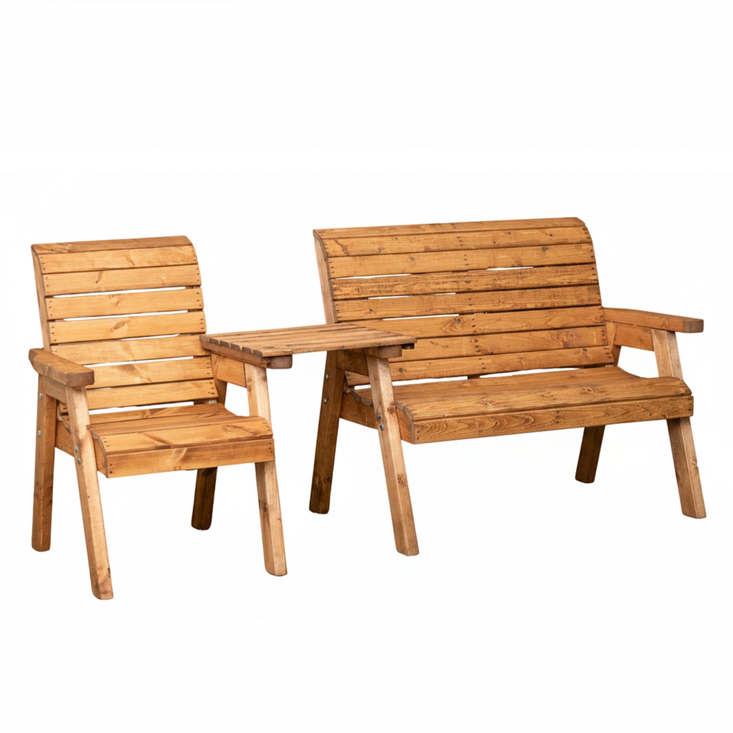 3 Seater Chunky Rustic Wooden Furniture Set with Straight Tray