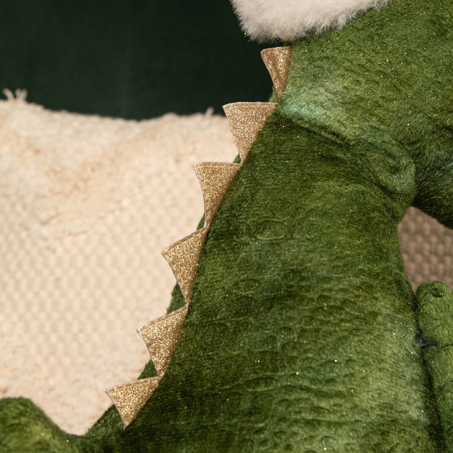 48cm Green Sitting Christmas Dinosaur with Santa Hat