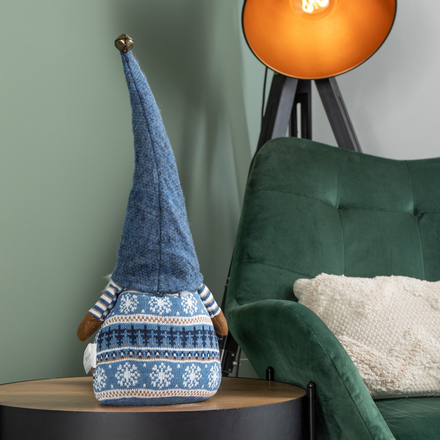 48cm Tall Christmas Gnome Gonk Nordic Decoration Blue Body Hat Bell Dangly Legs