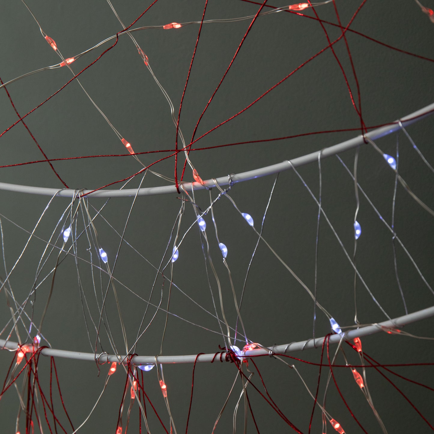 52cm x 42cm Light up Christmas Ball Dewdrop Silhouette with Twinkling Red and White LEDs