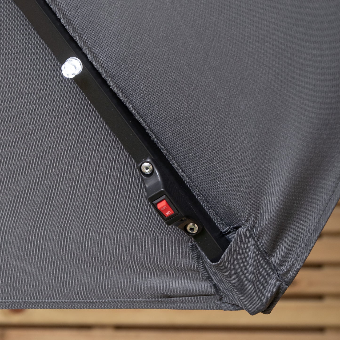 Samuel Alexander 3m Solar Powered Cantilever Lit Garden Parasol with Crank Handle & White LED Lights in Grey