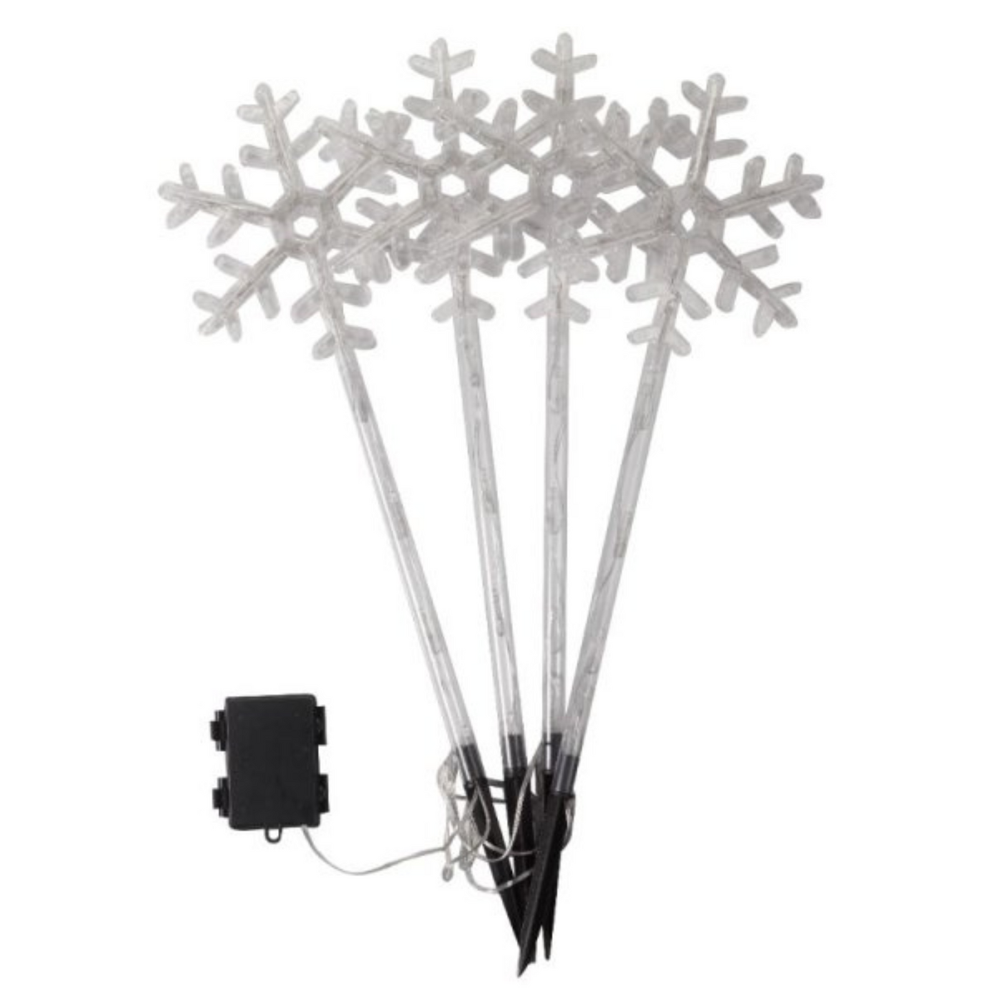 43cm Set of 4 Battery Powered Light up Christmas Snowflake Path Lights with Multi-Coloured LEDs