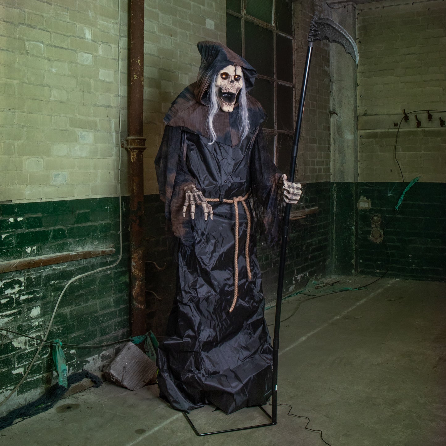 6ft Tall Animated Lunging Grim Reaper Halloween Decoration with LEDs