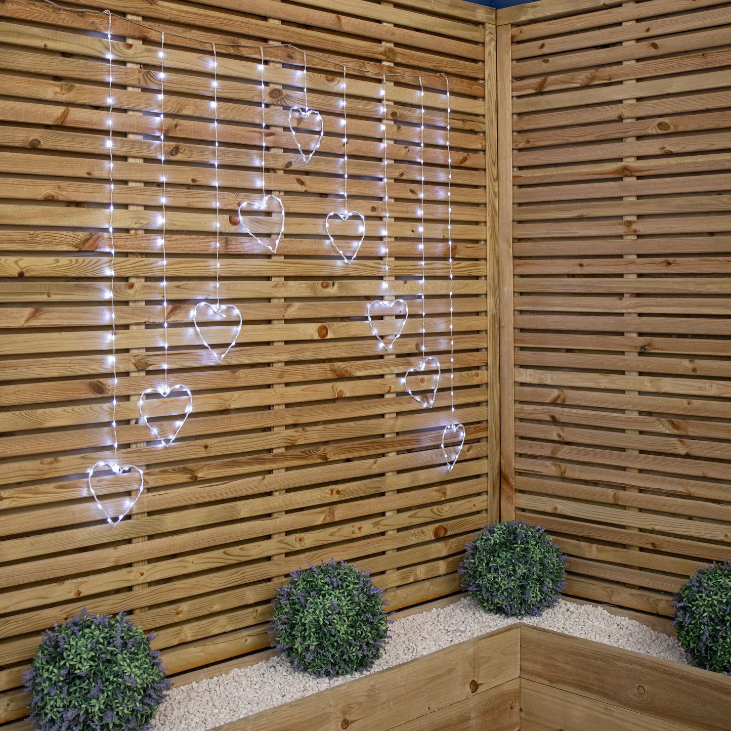 1.2 x 1.2m Light up Christmas Heart Curtain Lights with 229 Cool White LEDs