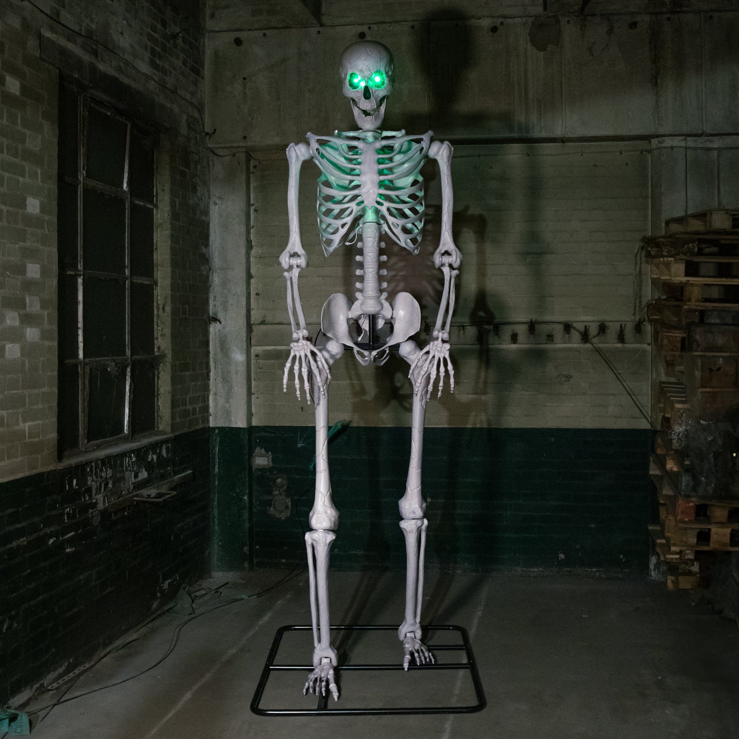 10ft (3m) Posable Full Body Skeleton Halloween Decoration with Movable Arms and LED Eyes