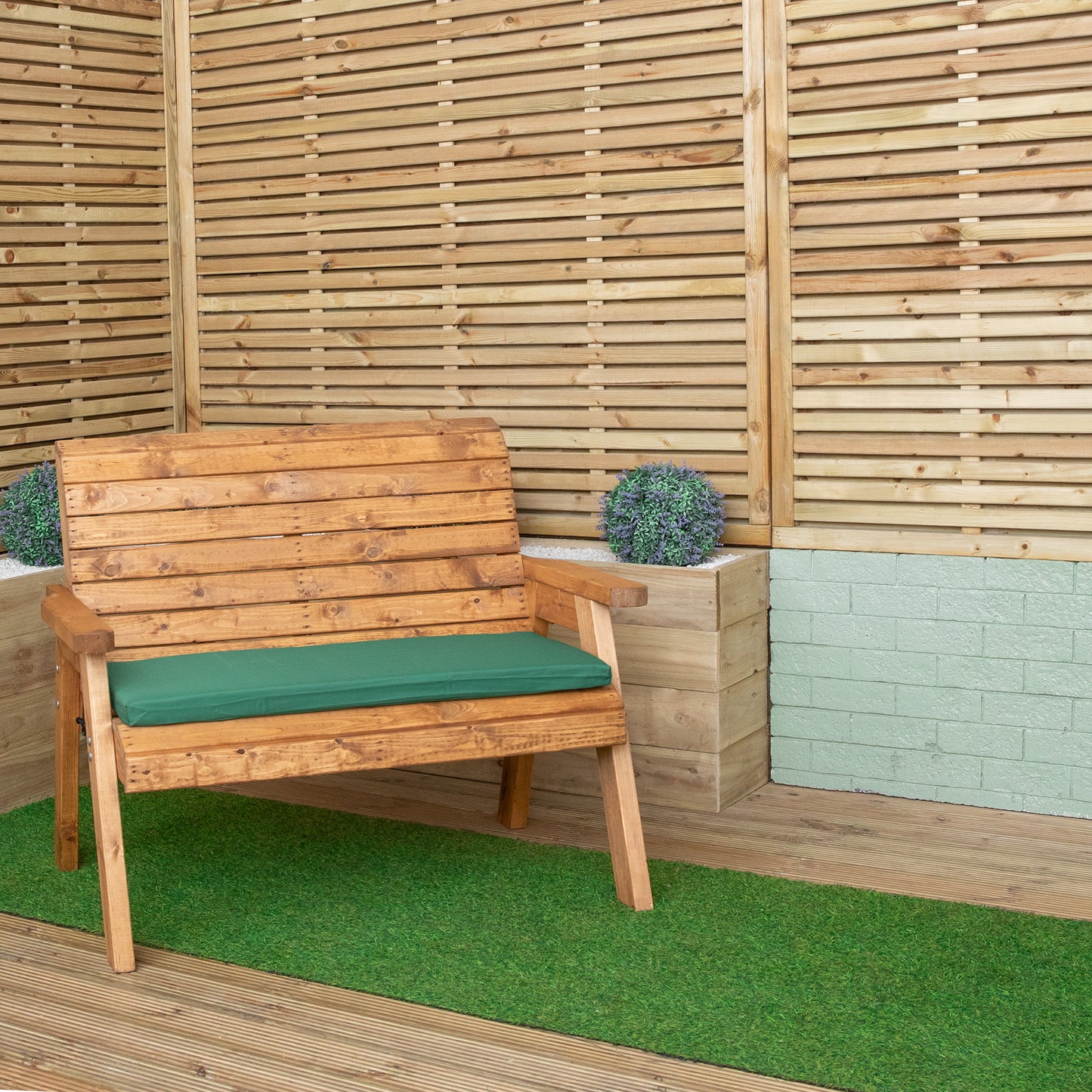 99 x 41cm Cushion Base for 2 Seater Wooden Garden Bench in Green