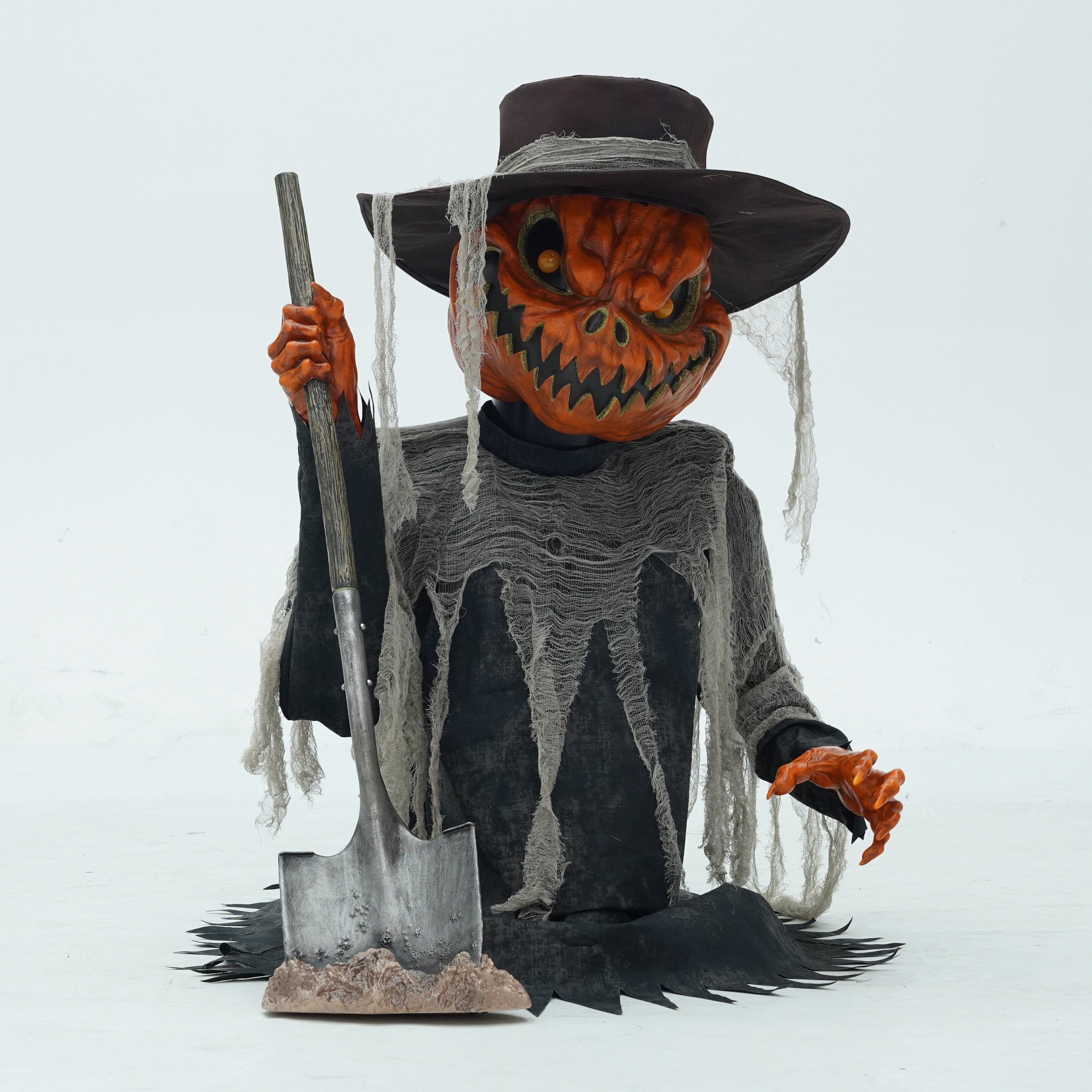 3ft Tall Pop-up Pumpkin Scarecrow Halloween Animatronic Decoration with LEDs